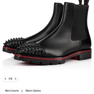 Christian Louboutin Black and Red Spiked Men's Boots